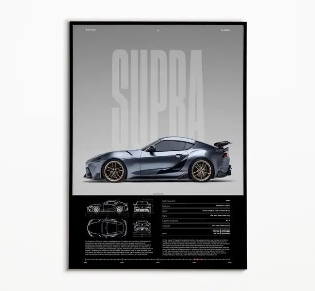 Toyota Supra Poster | GR Supra | Physical Print | Hyper Car Poster | Super Car Print | Art Print | Poster | Home Decor | Wall Decor