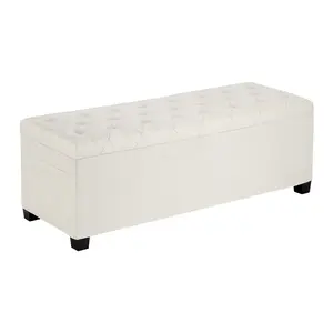 VEVOR Storage Ottoman Bench, Button-Tufted End of Bed Bench with Side Bags, Flip-up Upholstered Storage Chest with Metal Frame, Linen Bed Ottoman for Living Room, Bedroom, Entryway, Office, Beige