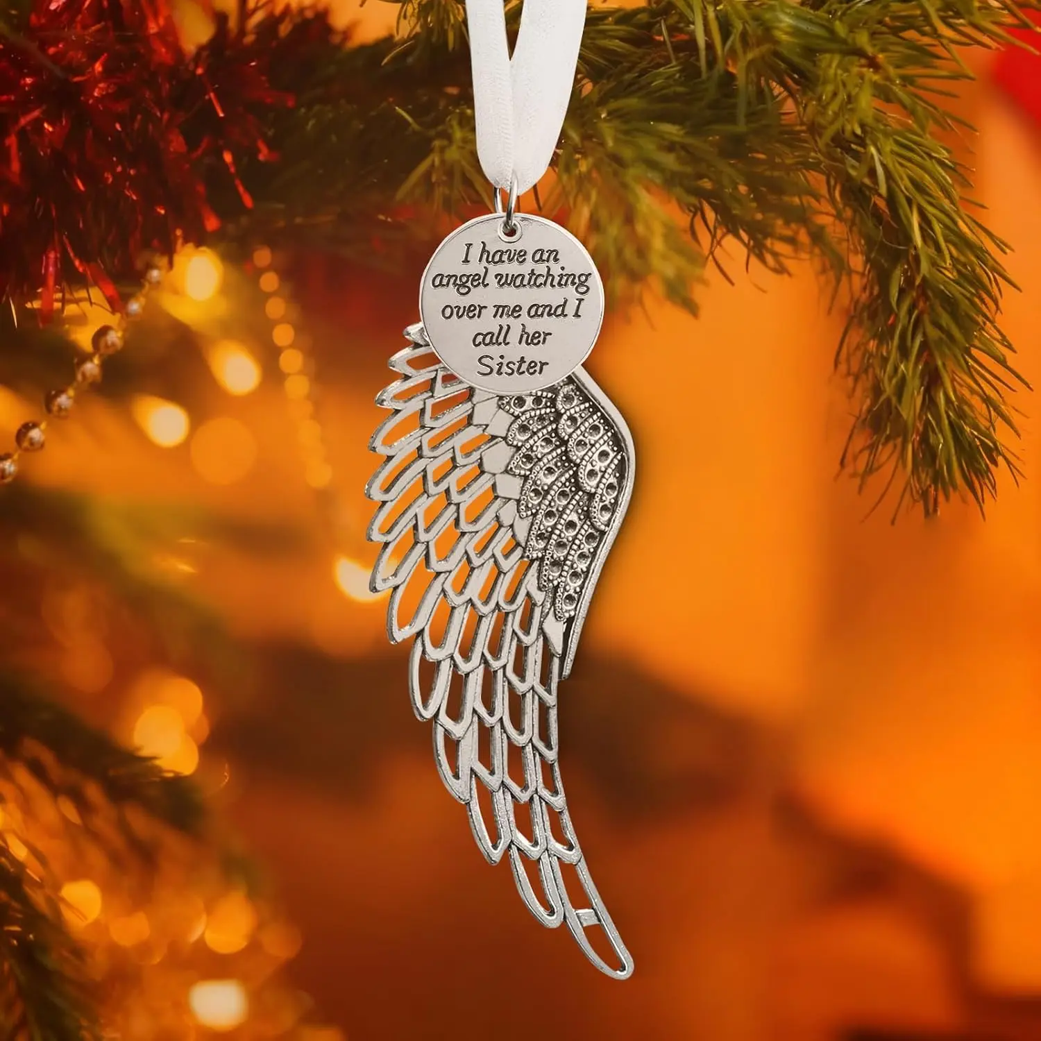 Christmas Memorial Decorations Ornaments - Angel Wing in Memory of Loved  Sympathy Gifts for Loss of Loved Son in Heaven Keepsake (Sister)