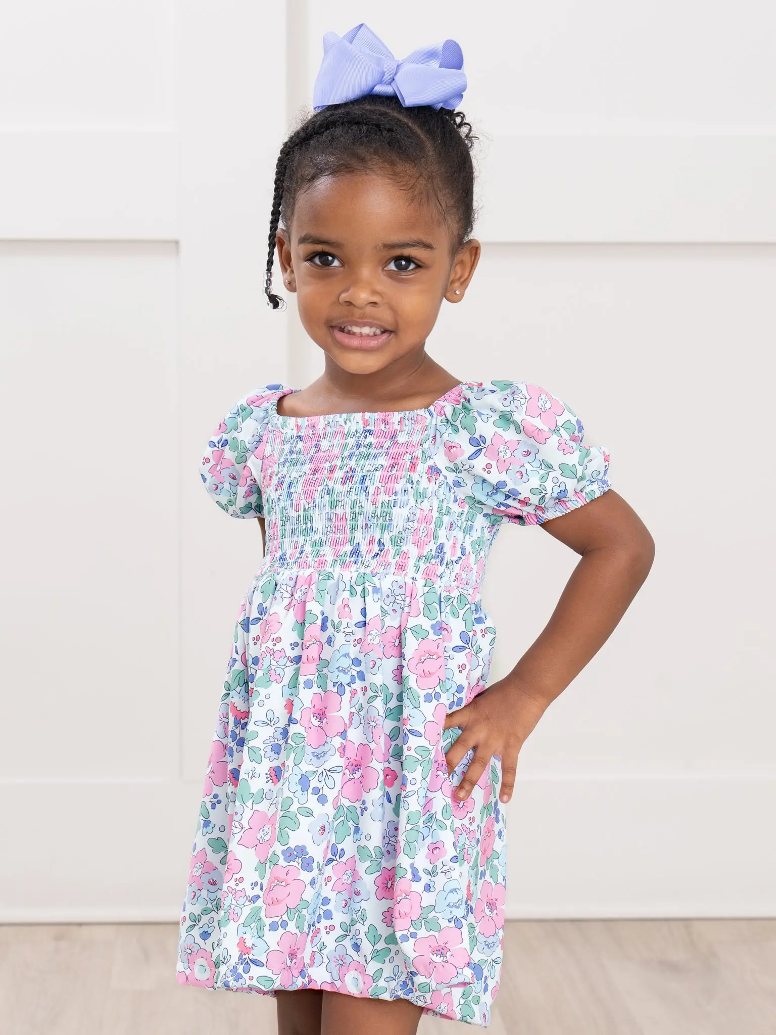 smock dress christmas Navy Blue Santa Smocked Bishop Dress, 6Y / Navy