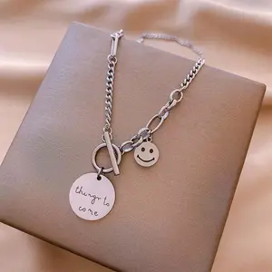 【US Local Warehouse Shipping / Dispatched within 24 Hours】Smiley & Disc Pendant Layered Necklace | 9.27" × 0.79" | Adjustable to fit all, Good Things Are Coming