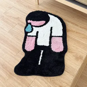 LAKEA Tufting Sadness Man Rug Doormat Floor Anti Slip Pad Bathroom Soft Plushy Rug Bedroom Bedside Carpet Funny Home Room Decor