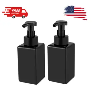 Foaming Soap Dispenser, 15oz Refillable Pump Bottle Plastic 2 Pcs, Black
