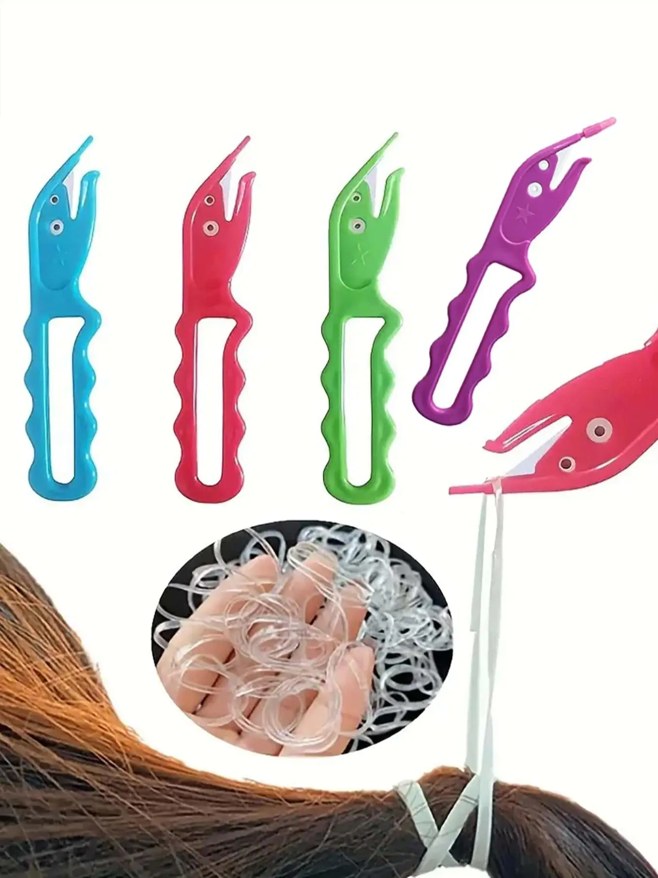 4pcs Elastic Rubber Band Cutter,Hair Tie Remover Hair Band Remover Cutter Hair Loop Styling Tool Topsy Tail Hair Tools Ponytail Remover Tool Baby Rubb