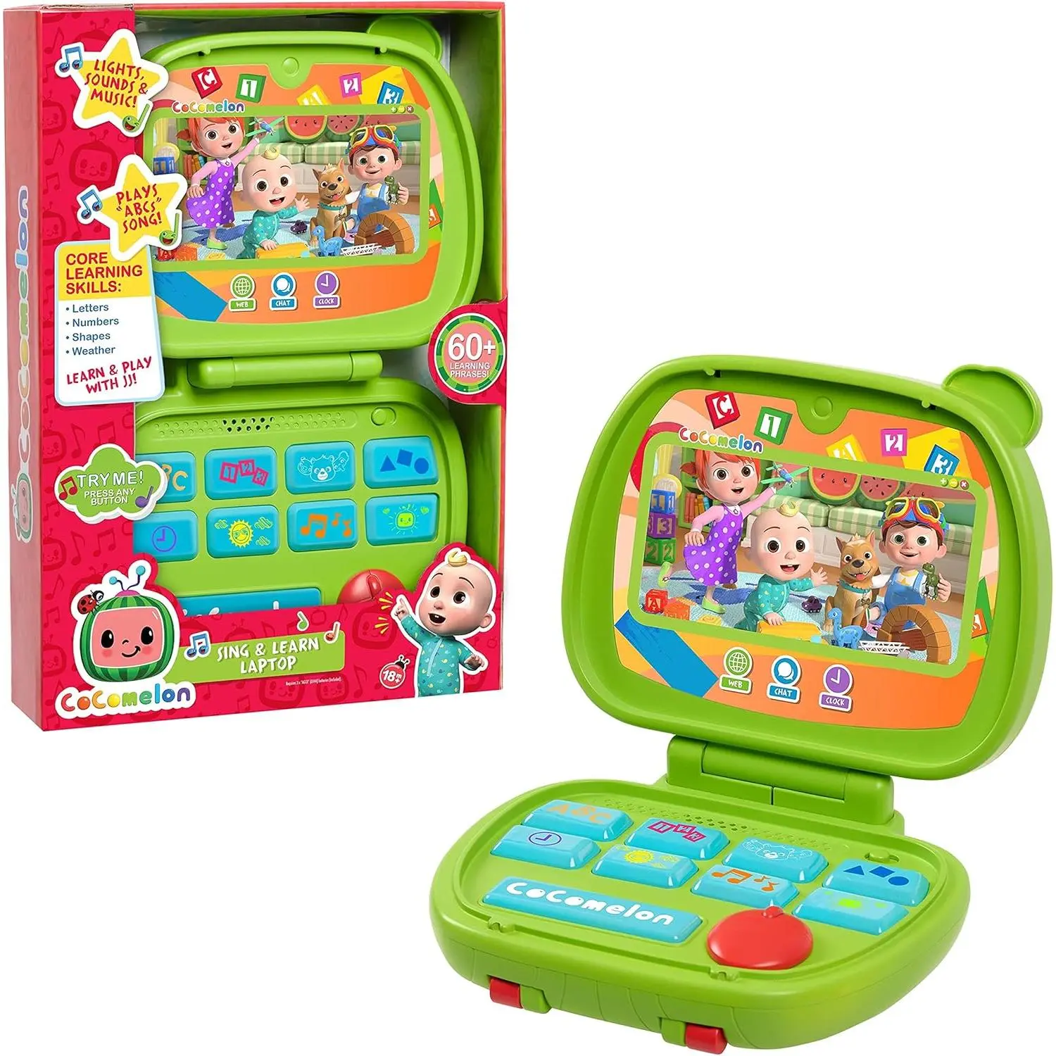 Sing and Learn Laptop Toy for Kids, Lights, Sounds, and Music Encourages Letter, Number, Shape, and Animal Recognition, Officially Licensed Kids Toys for Ages 18 Month by Just Play