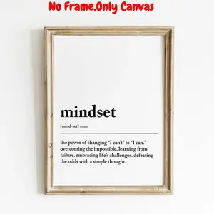 Mindset Definition Unframed Painting, Motivational Poster, Quote Prints, Vintage Wall Art, Wall Art Canvas Printing, Wall Decor for Home Living Room Bedroom Office, Ornaments
