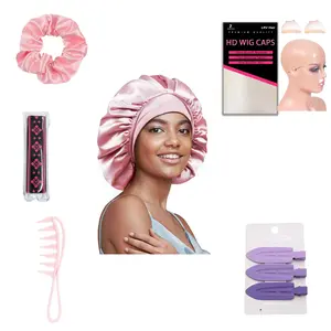 LRV Hair Wig Care Kit – Silk Bonnet, HD Cap, Wide Comb, Melt Band, Hairpins – Wig Maintenance Starter Set for Women
