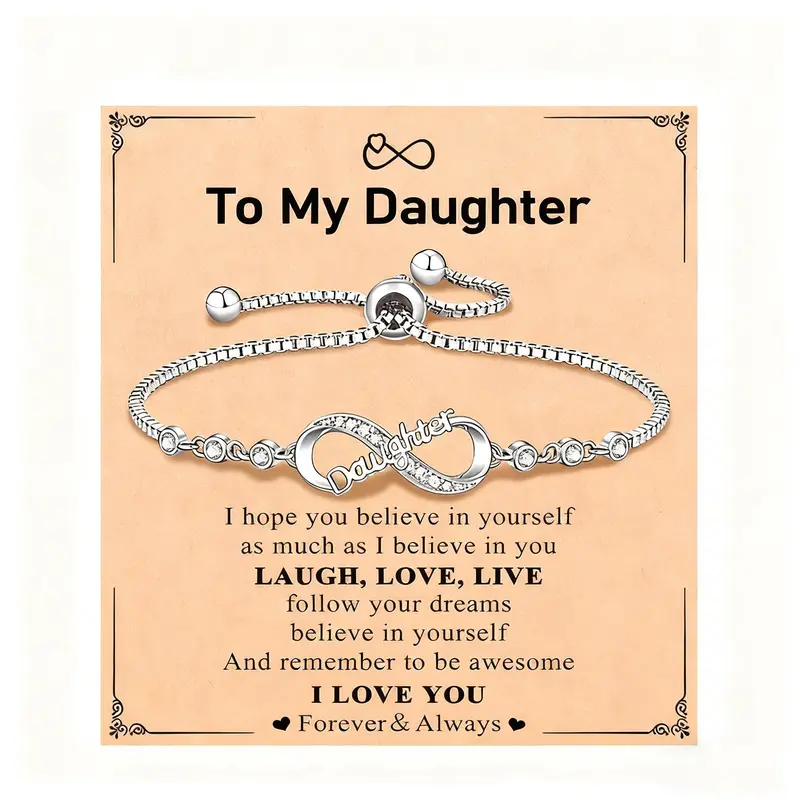 Infinity Love Heart Bracelets for Women Girls Birthday Christmas Valentine's Day Jewelry Gifts for Mom Daughter with Inspirational Message Card