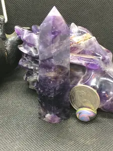 Amethyst Point Tower 3 1/4 inch tall Home Ornament #gemstone #genstonetower #amethysttower #amethyst #purpletower @gemsandtreausres