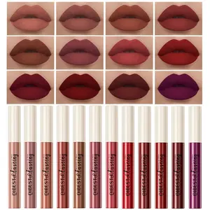 12Pcs Matte Liquid Lipstick Set for Girls & Women, 24 Hours Long Lasting Waterproof Nude & Dark Red Lip Gloss Makeup Gift Kits, Velvet Non-Stick Cup Mate Duracion 24 Horas Originales Lip Stains springtok