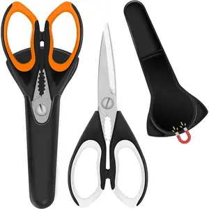 2 pack sharp kitchen scissors set with magnetic holder heavy duty kitchen shears meat scissors multifunctional stainless steel cooking poultry scissors for household school picnic