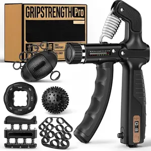 Grip Strength Trainer, Hand Gripper Strengthener Kit - 6 Pack with Adjustable Resistance Forearm Strengthener, Forearm Exerciser and Massage Balls for Hand Therapy, Grip Training