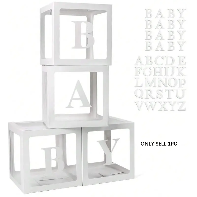 1Pcs 25cm Letter Transparent Balloon Box, Custom Name First Birthday Wedding Party Decor Gift, Large Clear Box for Holiday Home Fireplace Decoration