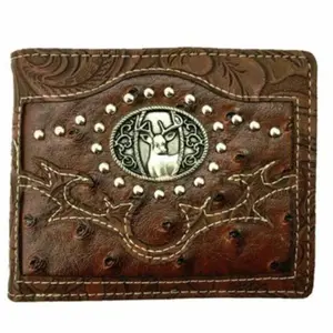 Deer Men Wallet Western Bifold Check Book Style W070-38 Brown