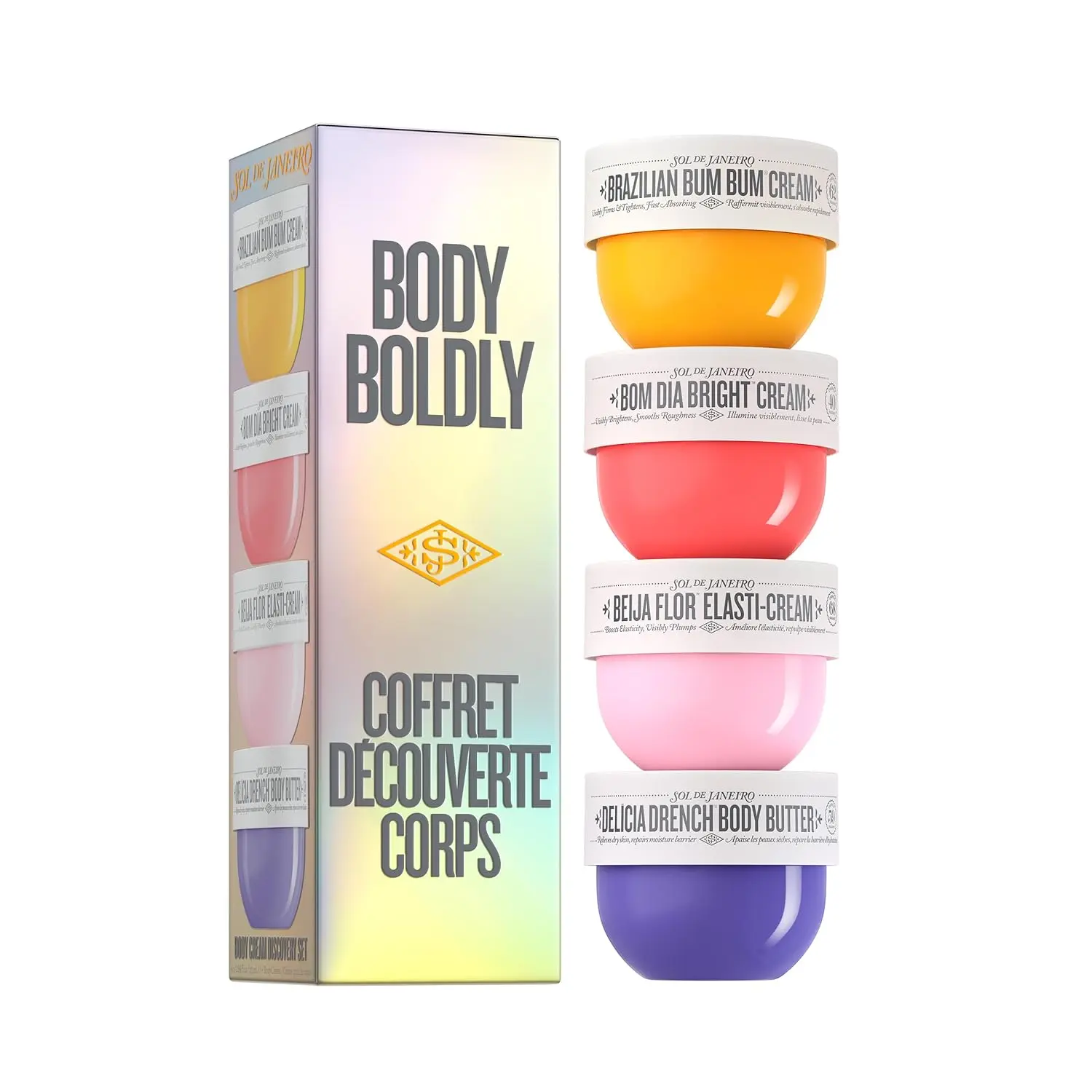 Sol de Janeiro Body Boldly Body Cream Discovery Set - Amazon Exclusive| Trial Size Beauty Minis, 4 Piece Gift Set - 25mL each