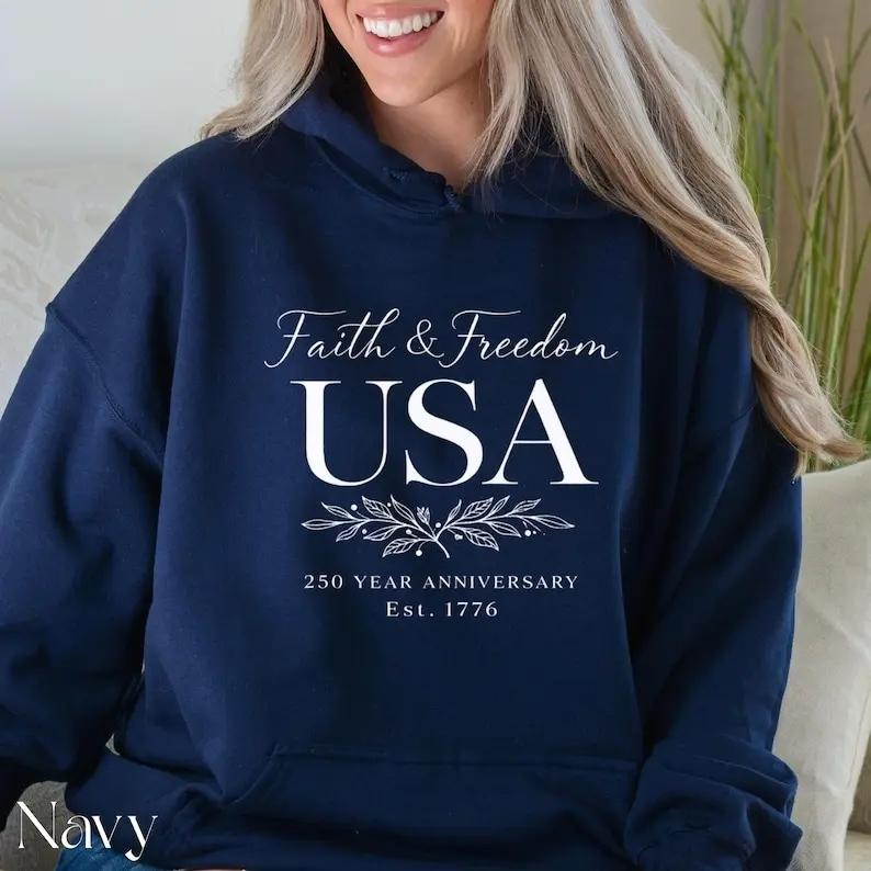 America 250th Anniversary Hoodie, 250 Years Hoodie Pullover, Semiquincentennial Sweatshirt, Christian Patriotic Gift