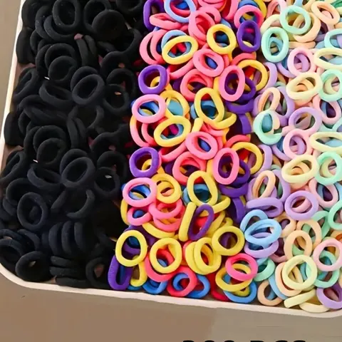 300 Pcs Random Color Cute Bulk Hair Ties Set, High Elasticity Candy Colors Rubber Bands, Ponytail Holders, Perfect for Daily Use, Scrunchies