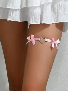 Women's High Elasticity Leg Straps with Heart Decorations, Cute Butterfly Design, Perfect for Halloween Party