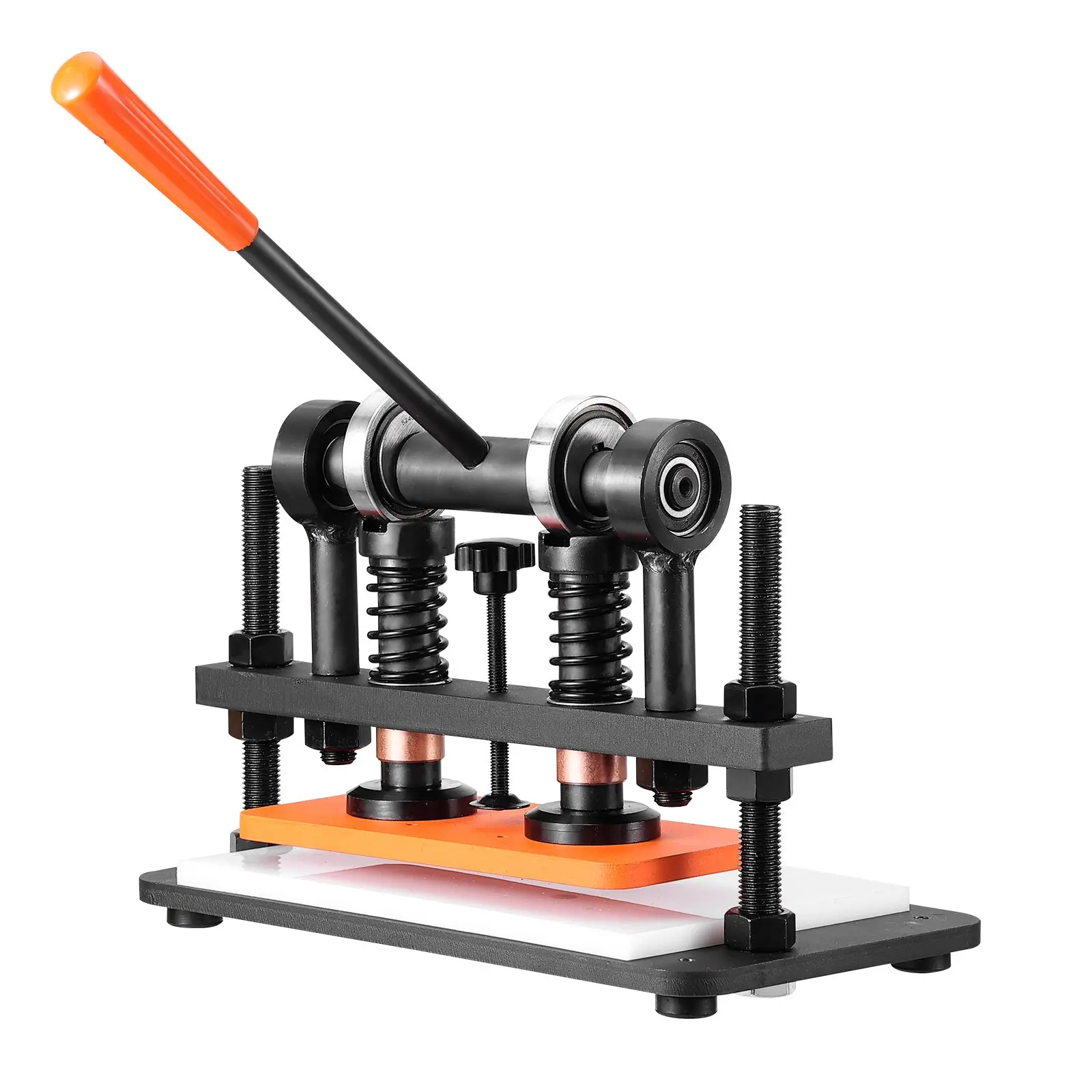 VEVOR Adjustable Manual Lever Leather Cutting & Embossing Machine - 50.1 lbs Steel Body, Black Oxide Coating, Dual Guide Shafts, 10.2x4.7 in Steel Plate, 0.47 in Depth, Enhanced Stability, Built to Last, Adjustable Pressure Stroke, for Multiple Materials