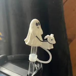 Ghost walking dog straw topper