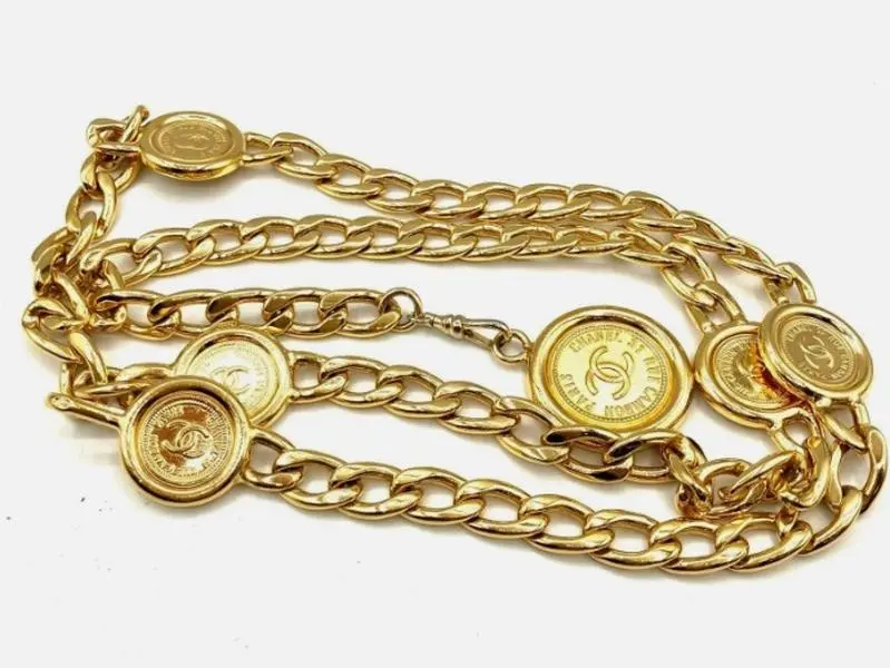 Pre-owned CHANEL Chain Belt Coco GOLD MEDAL With Coin Motif Vintage 4000042974457