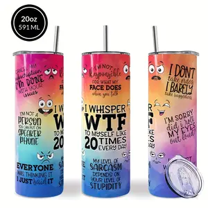 Funny Quote Design Coffee Mug, 20 oz Stainless Steel Insulated Water Cup with Lid and Straw, Drink Container and Kitchen Storage Item, Travel Mug, Summer Water Bottle, Camping Drink Container, an ideal gift for birthdays, Easter, parties, holidays, sippy