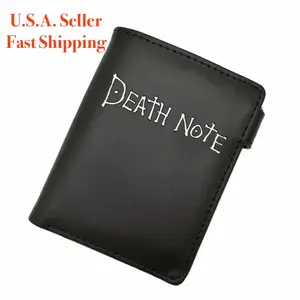 Anime Wallet - Death God PU Leather Button Photo Japanese Manga Short Bifold Cash Credit Card Book Journal Design Shinigami Ryuk Light