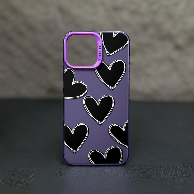 Heart Doodle Artwork Patterns Phone Case Durable Hard Acrylic Back Case With An Anti-Yellowing Coating, Made From High-Quality Designed For Reliable Drop Protection For Your Phone For iPhone 17.16.15.14.13.12.11.X.XS.XSMAX.XR.8.7