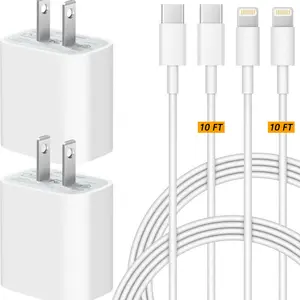 Nyzfexk 4Pcs 20W Fast Charger with 6FT/10FT USBC to Lightning Cable for iPhone 14/14 Plus/14 Pro Max, 13/12/11/Mini/XS/X/iPad Mobile Smartphone