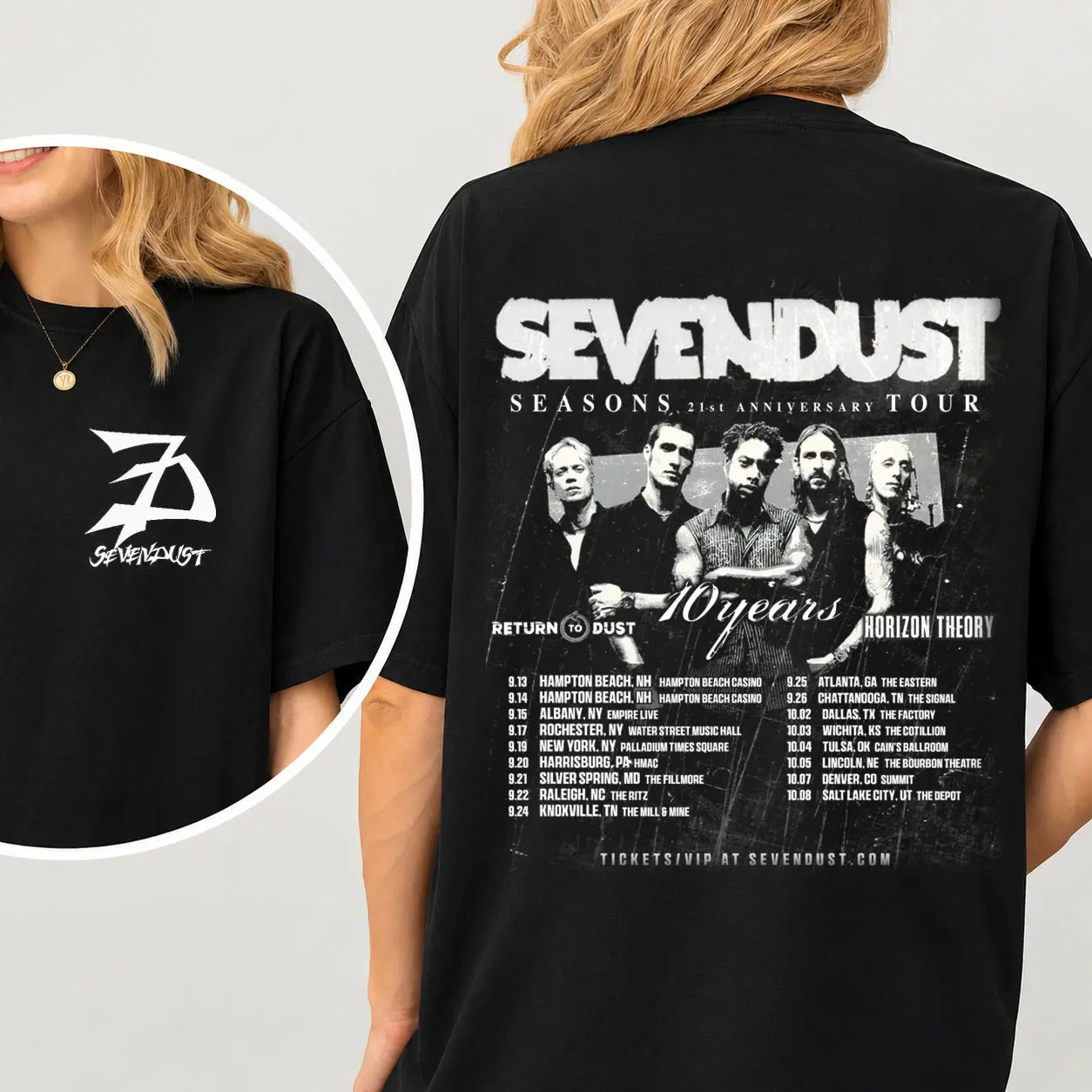 Sevendust Event 2024 Concert Style Tee – Front and Back Print Graphic T-Shirt