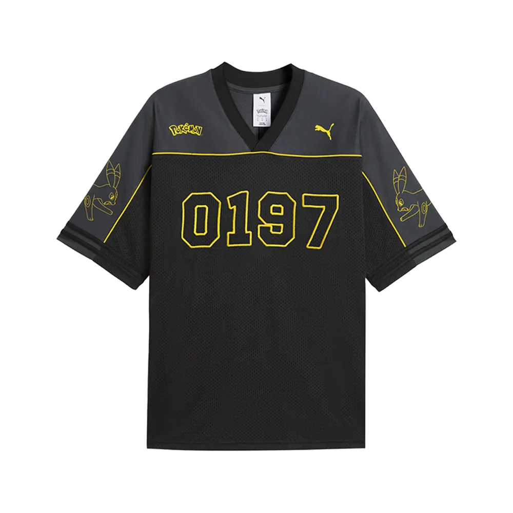 PUMA Mens Pokemon X Oversized V-Neck Short Sleeve Jersey Casual - Black