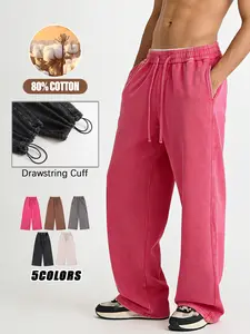 Men’s Vintage Washed Cotton Blend Pants – 2-Way Convertible Drawstring Cuffs, Breathable Streetwear Trousers, 5 Trendy Colors, 80% Cotton Comfort Casual Sweatpants for Daily Wear#SummerVibes