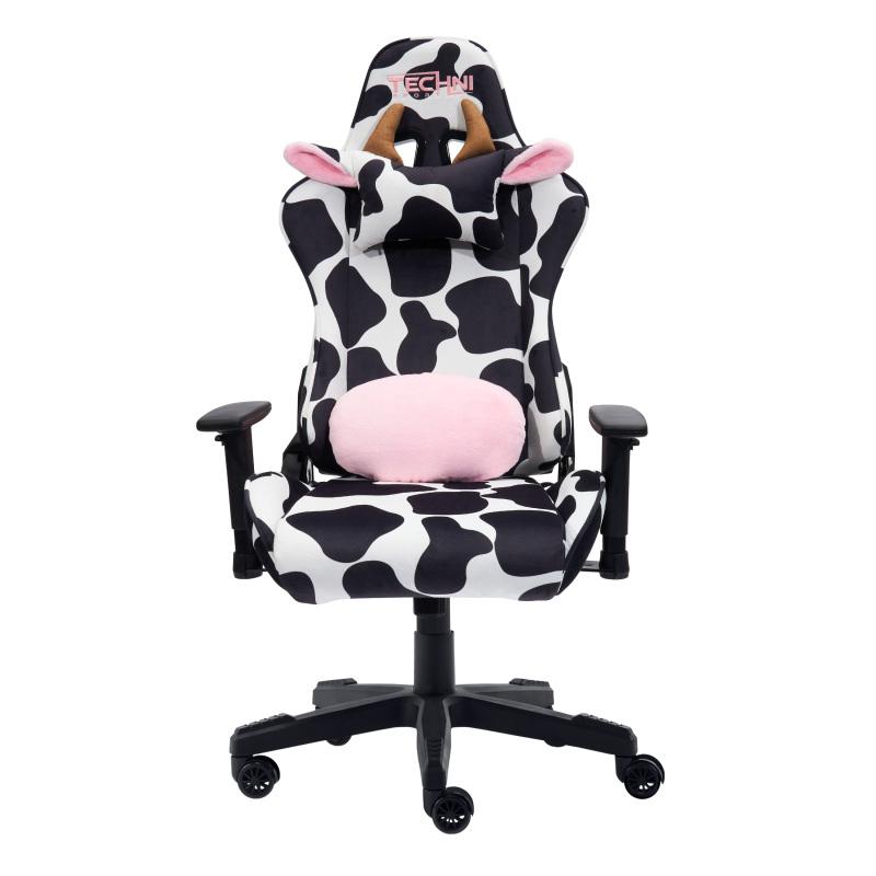 COW Print Gaming Chair, Comfortable Video Gaming Desk Chair, Office Chair