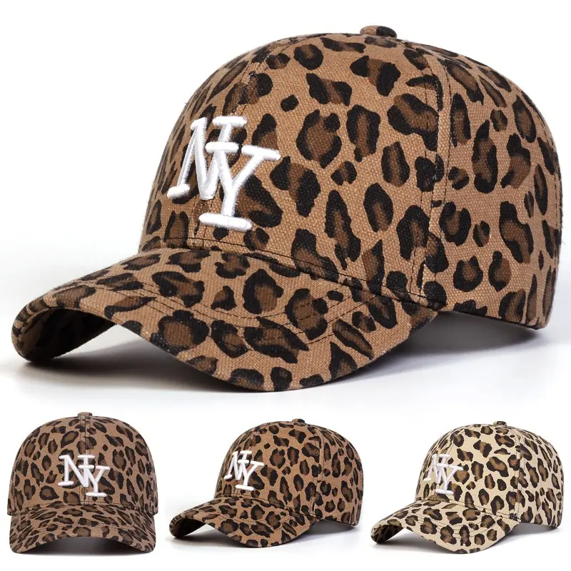Women's Leopard Print Wide-Brim Baseball Cap - Cool Street Style, Retro-Inspired Fashionable Edgy Hats for Women Casual Outfits Cap Graphic Hats