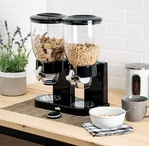 1 Pack Triple Indispensable Dry Food Dispenser Cereal Container Candy Dispenser Machine for Storage Preserving Dispensing Kitchen Rice Nuts Granola Snack
