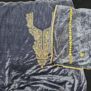 Women's Velvet Punjabi Suit Set with Pants and Top