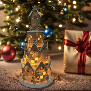 Gingerbread House Christmas Decorations Indoor - Resin Gingerbread House with Led Light Traditional Cottage Church Christmas Village Collectible Figurines