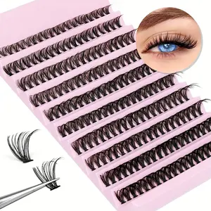 Individual Fake Clusters Lashes Strips Lashes, 200pcs/set Natural Look Wispy Eyelash Extensions Kit, Eyelashes Extensions Supplies for Women Girls Eye Makeup Enhancement, Diy Volume Eyelashes, Cosmetic Beauty Accessories