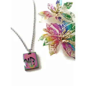 Unisex Stainless Steel Rainbow Laser Cut Pendant Necklace Narcotics Anonymous Two Sizes 20" or 30" Chain