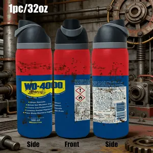 32oz /30oz/ 20oz/ 17oz/ 10.5oz Insulated Water Bottle with Flip Lid | WD-4000 Distressed Mechanic Print | Stainless Steel Vacuum Travel Tumbler Flasks | Keep Drinks Hot & Cold | Perfect Funny Mechanic Gift for Dad, Handyman & Garage Lovers