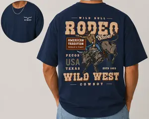 Wild Bull Rodeo Show T-Shirt, Vintage Western Cowboy Bull Riding Graphic Tee Texas USA Style, Kimes Texas Wild West Rodeo Tee, American Tradition Bull Rider Graphic T-Shirt Cowboy Vintage