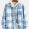 【Black Friday】Men's Plaid Print Button Front Jacket without Hoodie, Loose Drop Shoulder Long Sleeve Collared Fashion Casual Outerwear for Fall & Winter, Men's Clothes for Daily Wear