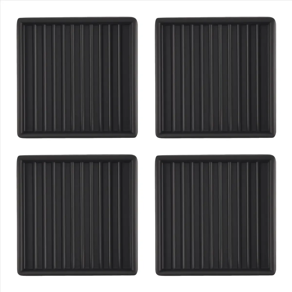 4-Pack Square Rubber Caster Cups, 2x2in Anti-Skid Protective Pads, Noise-Reducing Guards for Heavy Items, Stops Furniture from Moving (Couches, Beds)