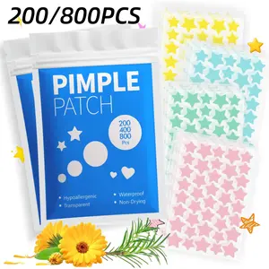 200/800pcs Star-Shaped Hydrogel Patches, Alcohol-Free, Odorless, Gentle & Non-Irritating, Scar Covering Stickers, High-Quality Salicylic Acid & Tea Tree Oil, Treatment
