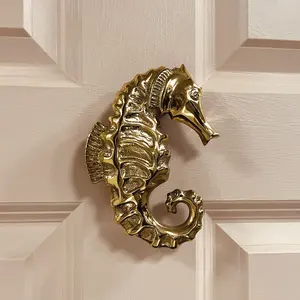 Seahorse Door Knocker by Michael Healy - Solid Brass, Handcrafted, Easy Install