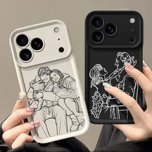 Custom Phone Case – Personalized Cartoon Designs, Hand-Drawn Line Art, and Custom Image Design (Featuring Family, Couples, Pets, Friends, Personal Portraits, etc.) – Compatible with iPhone Series – TPU Protective Case
