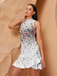 Women's Golf Dress White Sleeveless Ladies Golf Attire Clothes Outfits Wear Apparel #15367364