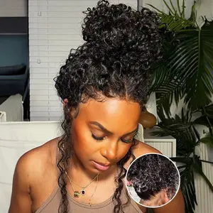 LIVE Only|200% Density UNice Invisible Strap 360 Full Lace Frontal Water Wave Human Hair Wig Natural Black Color