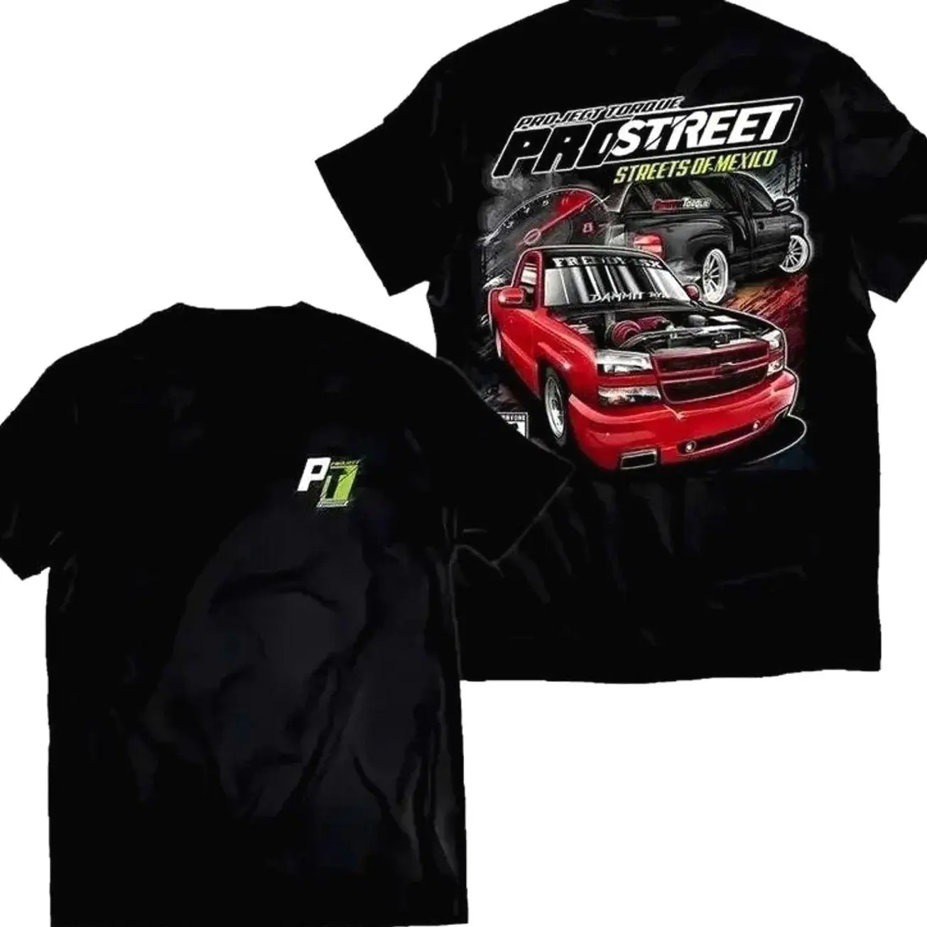 Men's Project Torque Pro Street Bundle Pack Oversized LORA Attacher Graphic T-Shirt - Distressed Cargo Hem, Breathable Loose-Fitting Unisex Cotton Casual Top, Drag Racing Muscle Car Automotive Streetwear Gearhead Gift LO5 TGK AST