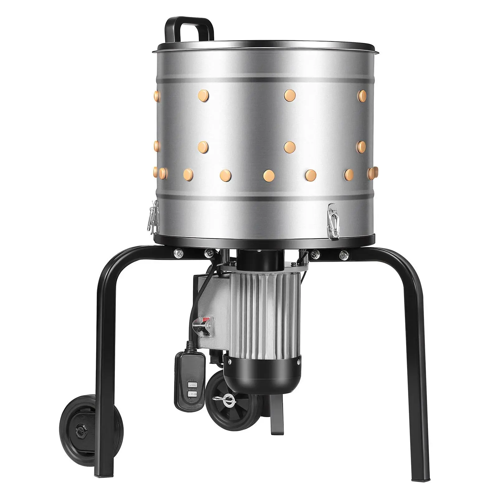 【SummerFinds】VEVOR Chicken Plucker Machine, 15.7 in Drum, 550W & 275RPM Electric Chicken Plucking Machine with 114 Soft Fingers & Transport Wheels, Stainless Steel Feather Remover for Processing 1-2 Chicks Once